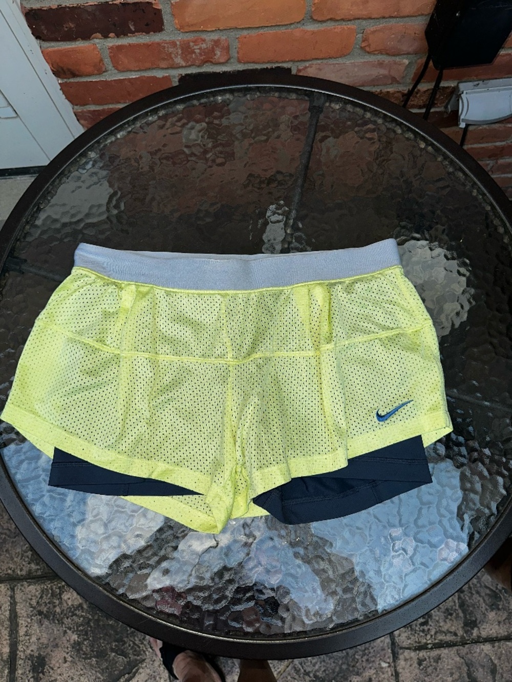 Women's Nike Dri-Fit Training Shorts Yellow and Gray ~ Large